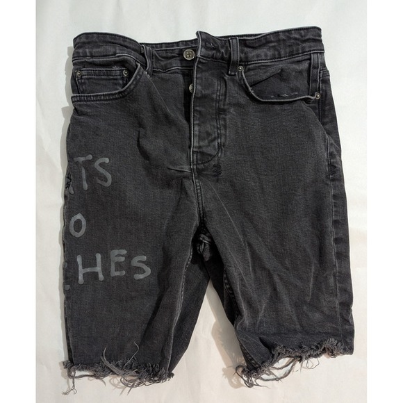 Ksubi Other - Ksubi Wolf Short Rats to Riches Faded Black Distressed Denim Shorts Mens 28